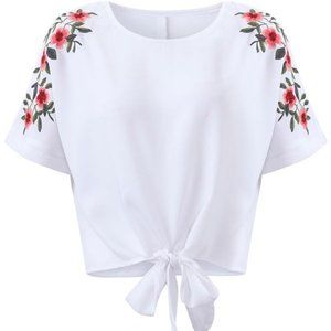 Ouevre Embroidered crop top
